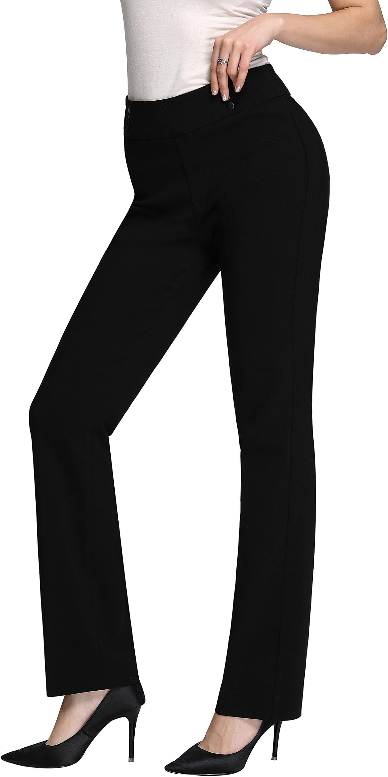 MOVING DEVICE Women's Dress Pant Pull On Stretch Trousers For Work & Casual Wear L 2019 Black