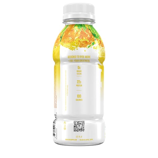 RYSE CLEAR PROTEIN DRINK – JELL-O ISLAND PINEAPPLE – 100 CALORIES, 22G WHEY ISOLATE PROTEIN SHAKE, SUGAR-FREE, 0G FAT & LACTOSE-FREE – REFRESHING READY-TO-DRINK BEVERAGE – 16.9 FL OZ BOTTLES (12-PACK)