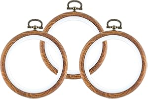 Piutouyar 3 Pieces 4 Inch Embroidery Hoop Set Imitated Wood Display Frame Embroidery Hoops Circle Cross Stitch Hoop Ring for Art Craft Sewing and Hanging Ornaments Decor