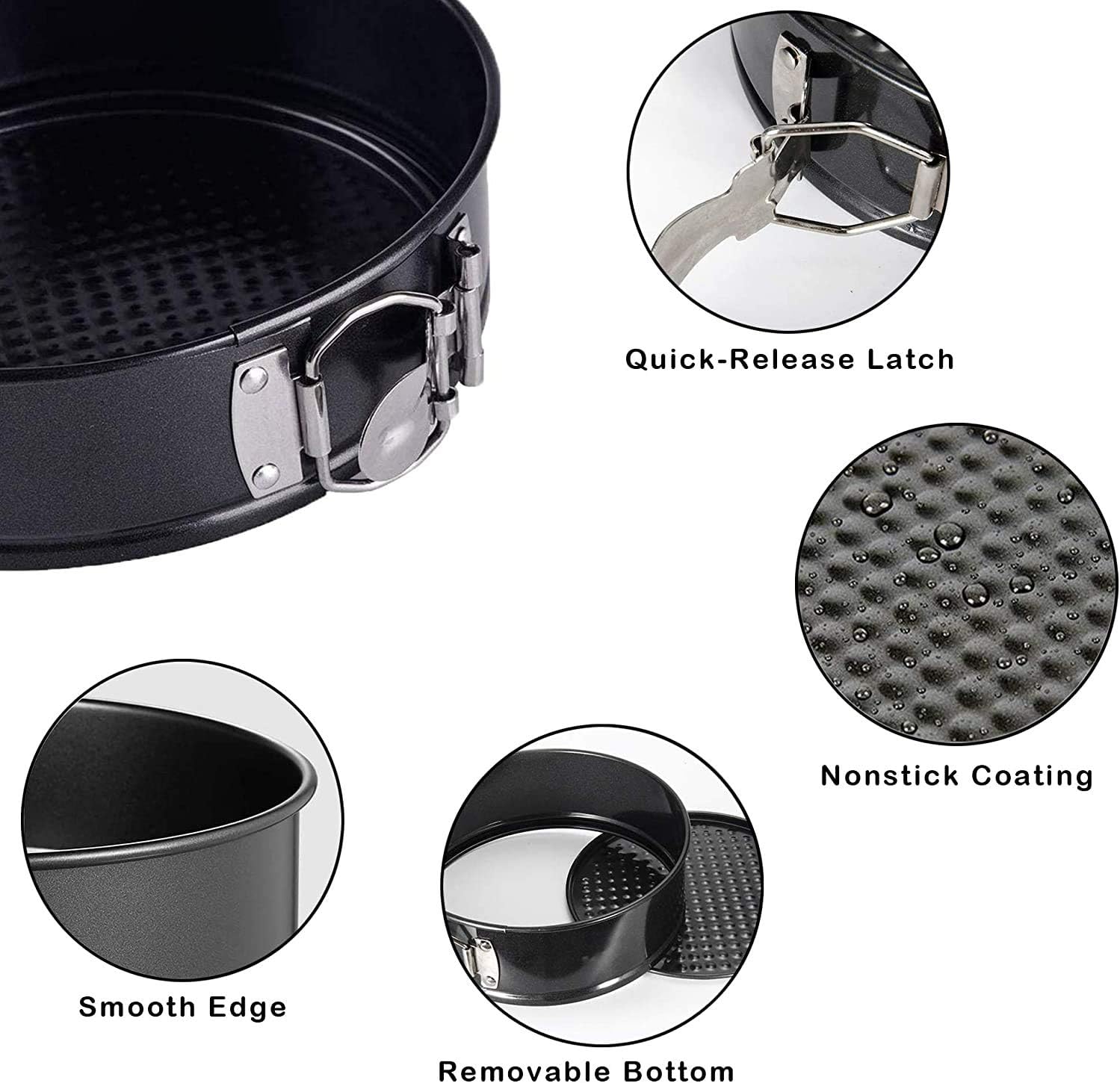 Springform Pan (4"/7"/9") Set, Non-stick Leakproof Round Cake Pan Bakeware Baking Pans Cheesecake Pan 3 Pack: Kitchen & Dining