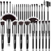 Makeup Brush Set, SOLVE 32 Pieces Professional Makeup Brushes Wooden Handle Cosmetics Brushes Foundation Concealer Powder Face Eye Make up Brushes Kit, Black