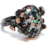 Henrietta Sterling Silver Simulated Black Opal Elven Promise Ring for Women | Witchy Elven Goth Jewelry, Fairy Tree Branch Nature Ring Unique Halloween Gifts Alternative 925 Engagement or Promise Ring