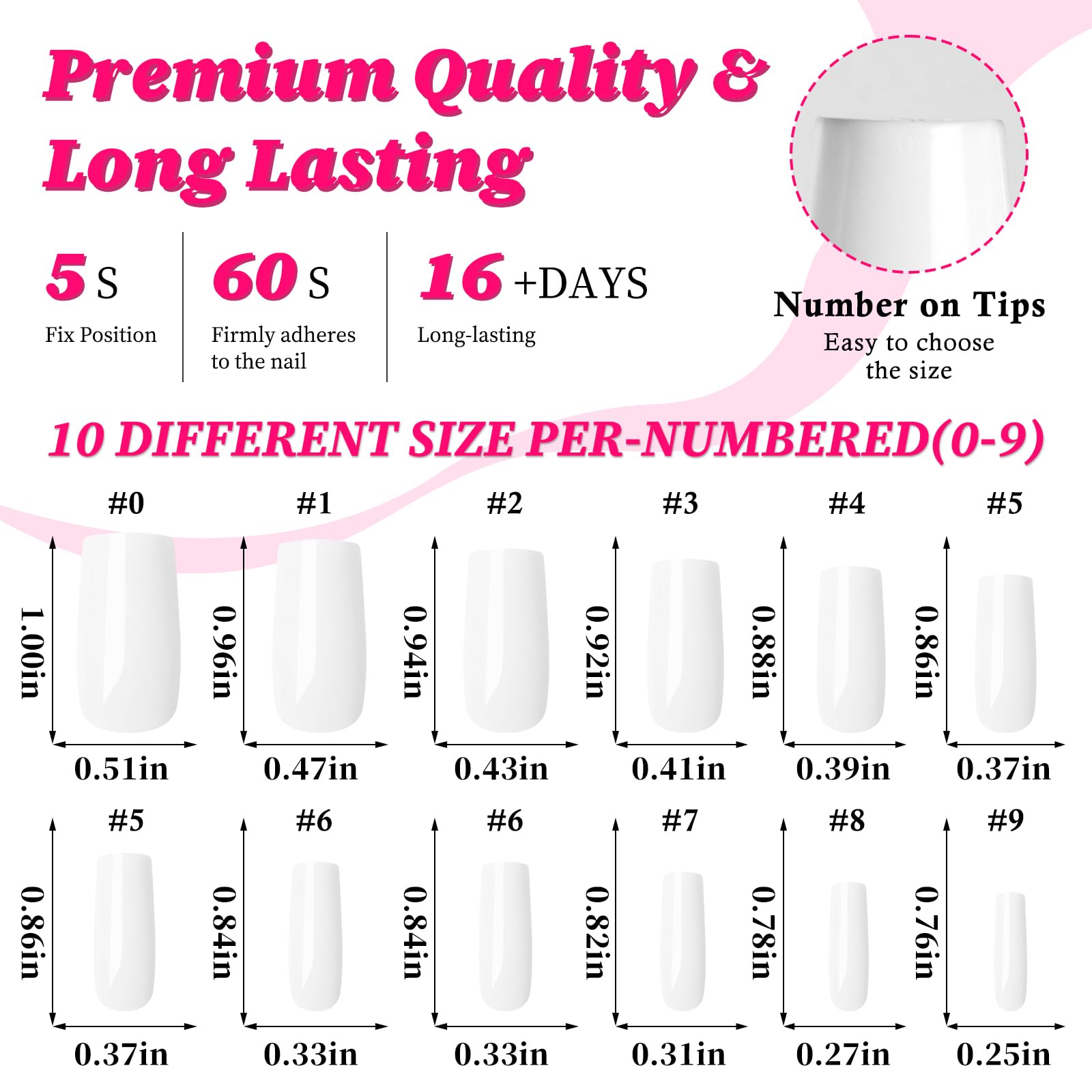 Lifextol 120pc Square Press on Nails Medium Long Ballerina Fake Nail Full Cover Artificia Acrylic False Nail Art Square Fingernails for Beginner Women and Girls Manicure(White） - Image 5