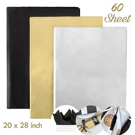 Whaline 60 Blatt Seidenpapier Geschenkpapier Packpapier 70 x 50 cm für Weinflaschen, Hochzeit, Geburtstag, Basteln, Dekoratio