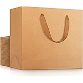EUSOAR Kraft Paper Gift Bags, 25pcs Small 10.6"x3.1"x8.3" Brown Sturdy Heavy Duty Shopping Bags with Handle Bulk, Retail, Boutique, Business,Wedding Party Favor,Grocery,Restaurant Merchandise Bag