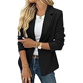 ELLEVEN Women’s Business Casual Open Front Blazers, Stretchy Knit Long Sleeve Blazer Work Office Suit Jackets