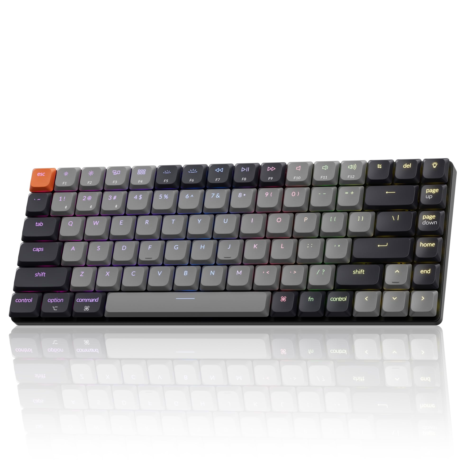 Keychron K3 Version 3 QMK Low Profile Mechanical Keyboard Wireless, 84 Keys Programmable Bluetooth 5.2/Wired Connection, Shine-Through Keycaps RGB Backlit Compatible with Mac Windows Linux
