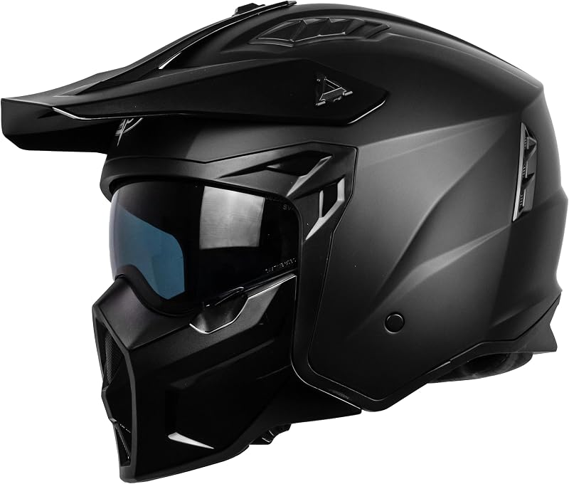 by Camamoto | Casco para Scooter y Moto, Track Jet, Negro Mate, Integral con mentonera extraíble, Homologado ECE R22-06, Talla M (57-58 cm)