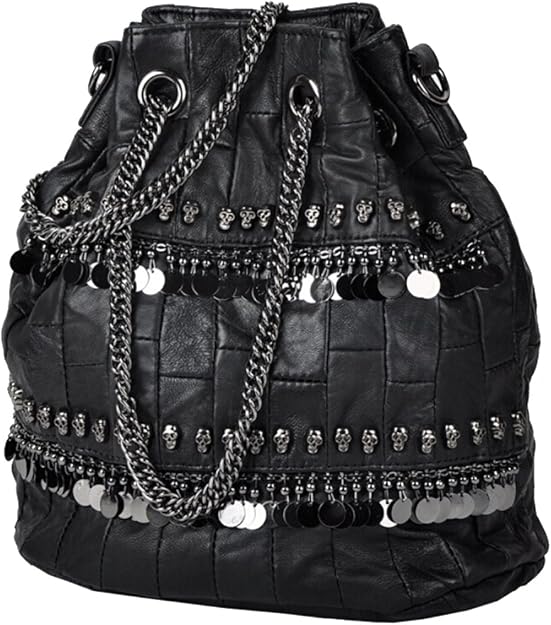 Bolso de mano para mujer, con diamantes y calaveras, tipo mochila, bolso de mano, hombro, o bandolera