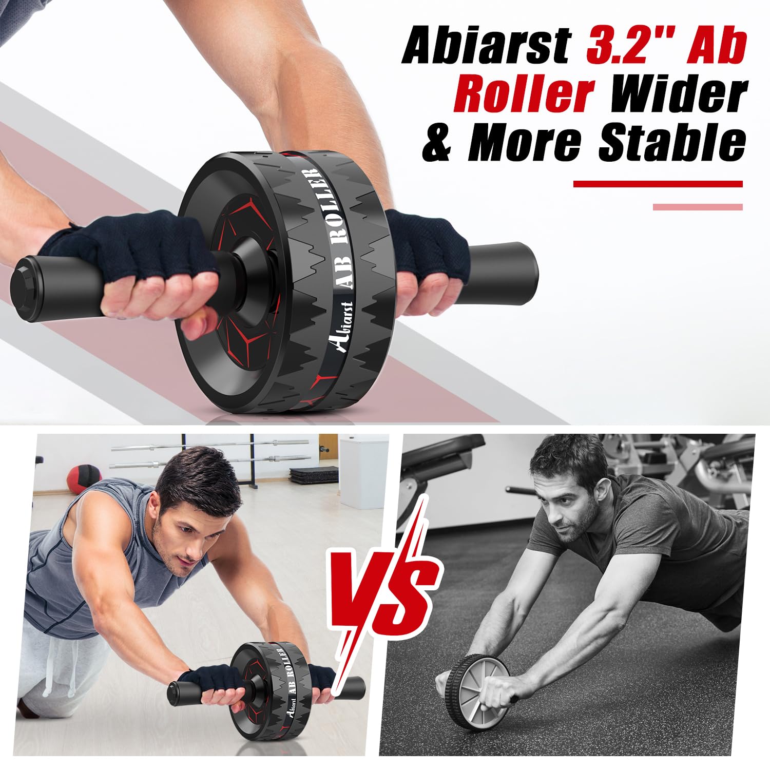 Ab Roller Wheel, Abs Workout Equipment for Abdominal & Core Strength Training, Home Gym Exercise Wheels for Men Women, with Knee Pad Accessories