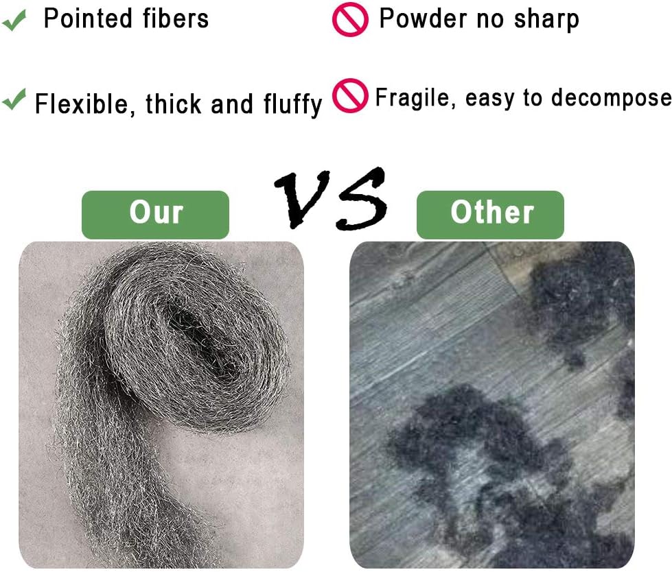 4 Pcs Steel Wool Mice, Bolatus Wire Wool 0000 Fine Steel Wool Rodent Control Stops Rats and Mice