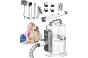 Simple Way Dog Vacuum Grooming Kit for Shedding: Professional Hair Clippers Pet Groomer - Strong Suction Cleaner Deshedding T