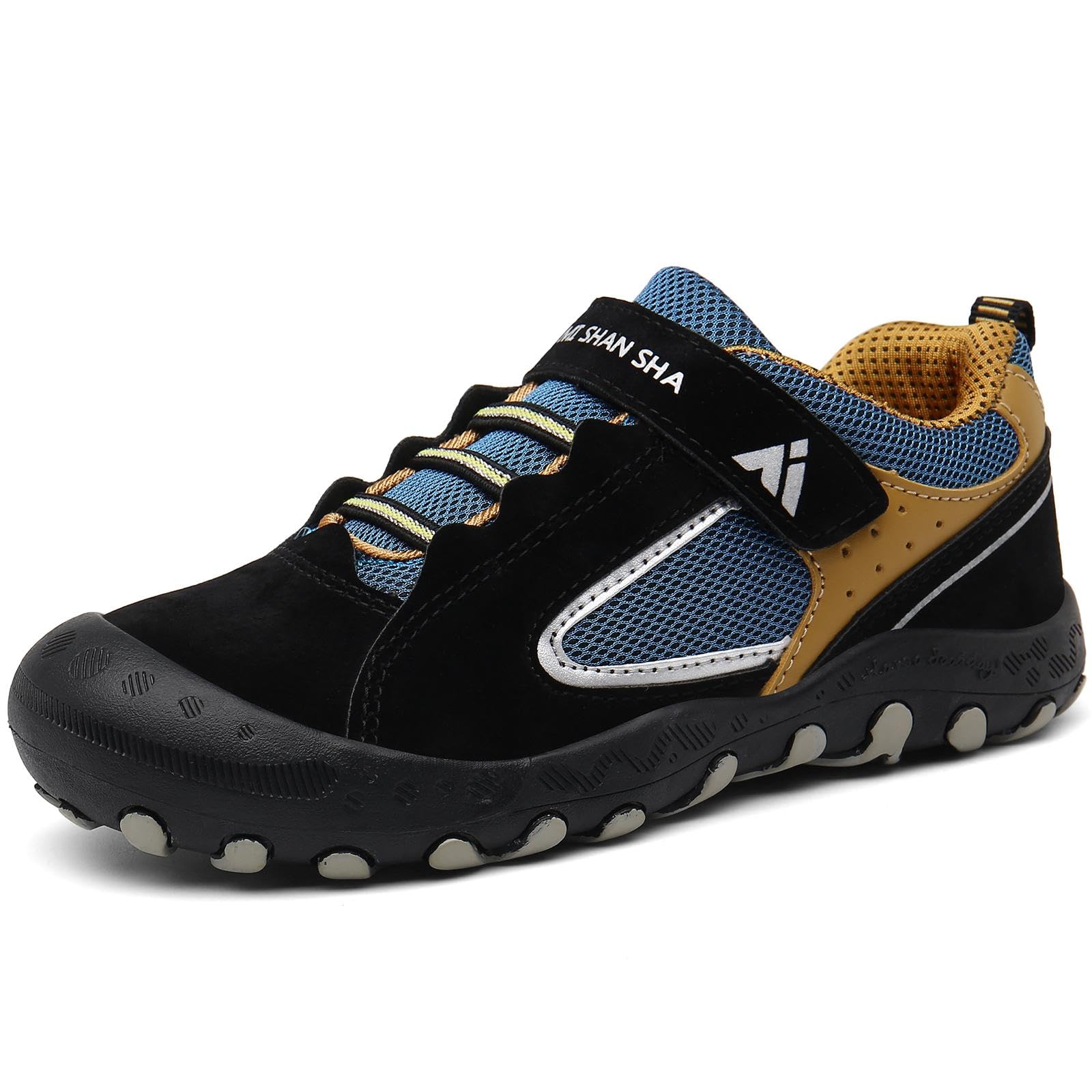 [Mishansha] スニーカー キッズ トレッキングシューズ つま先ガード キャンプ 遠足 ハイキング 子供 シューズ 男の子 女の子 登山靴 (22.0cm,レザーブラック)商品画像