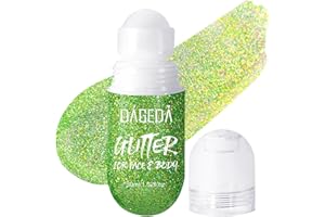 DAGEDA Green Body Glitter Gel, Roll-on Face Glitter for St Patricks Day Festival Rave Accessories, Holographic Hair Glitter Gel,Body Shimmer Mardi Gras Makeup for Rave Party