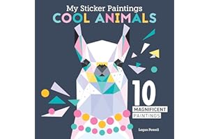 My Sticker Paintings: Cool Animals: 10 Magnificent Paintings (Happy Fox Books) For Kids 6-10 - Llama, Koala, Unicorn, Wolf, and More, with Up to 100 Removable, Reusable Stickers per Design