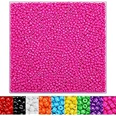 IOOLEEM Hot Pink Seed Beads, 4000+ pcs 3mm Glass Beads for Jewelry Making, Bracelets