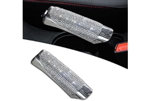 yonwait 1 PC Bling Car Handbrake Cover, Car Handbrake Shell with Diamond, Universal Hand Brake Protector, Pull Handle Cover Modification, Car Interior Styling Accessories (White)