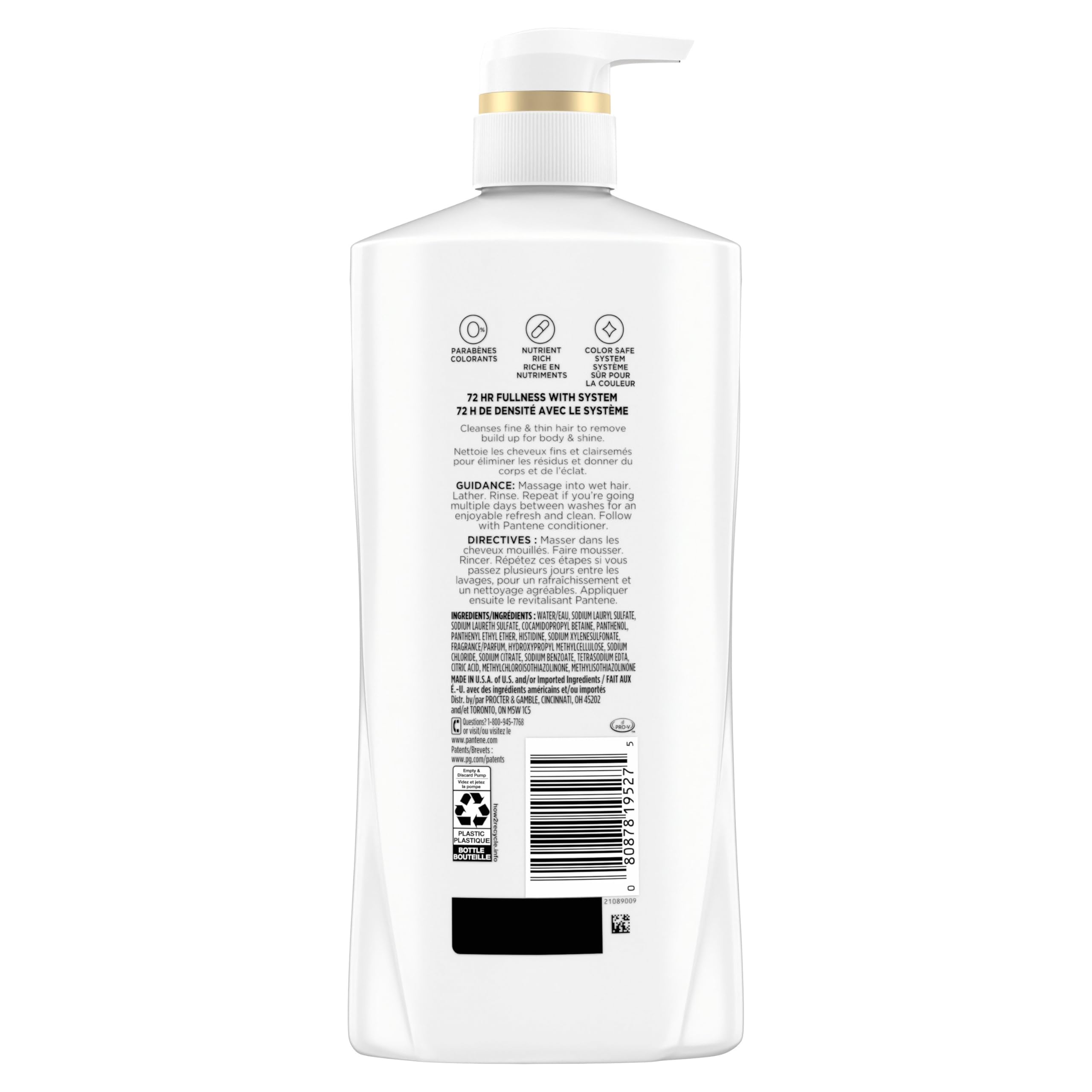 Pantene Shampoo, Sheer Volume - Lightweight Nourishment for Fine, Color-Treated Hair, 72-Hour Fullness and Body, 27.7 Oz Each, 2-Pack + Miracle Rescue Shot (0.5 Oz)