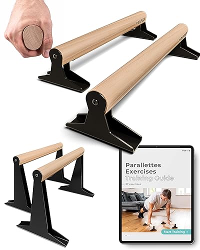Double Circle Parallettes Push Up Bars – Wooden Handles, Non-Slip, For Calisthenics, Handstands, L-Sits & Home Workouts