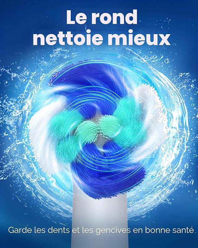 Brosse à Dents Électrique Rotative, 8 Têtes 4 Modes violet