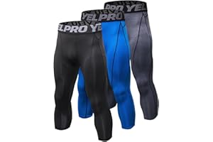 Yuerlian Men's 3/4 Compression Pants Cool Dry Capri Shorts Baselayer Leggings Tights Workout Running Sports Tights