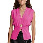 AMEBELLE Womens Vest Tops Button Down V Neck Sleeveless Knit Summer Top for Women