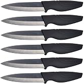 NANO ID Steak Knives Set of 6 Extremely Sharp Kitchen Ceramic Black Blade Knife