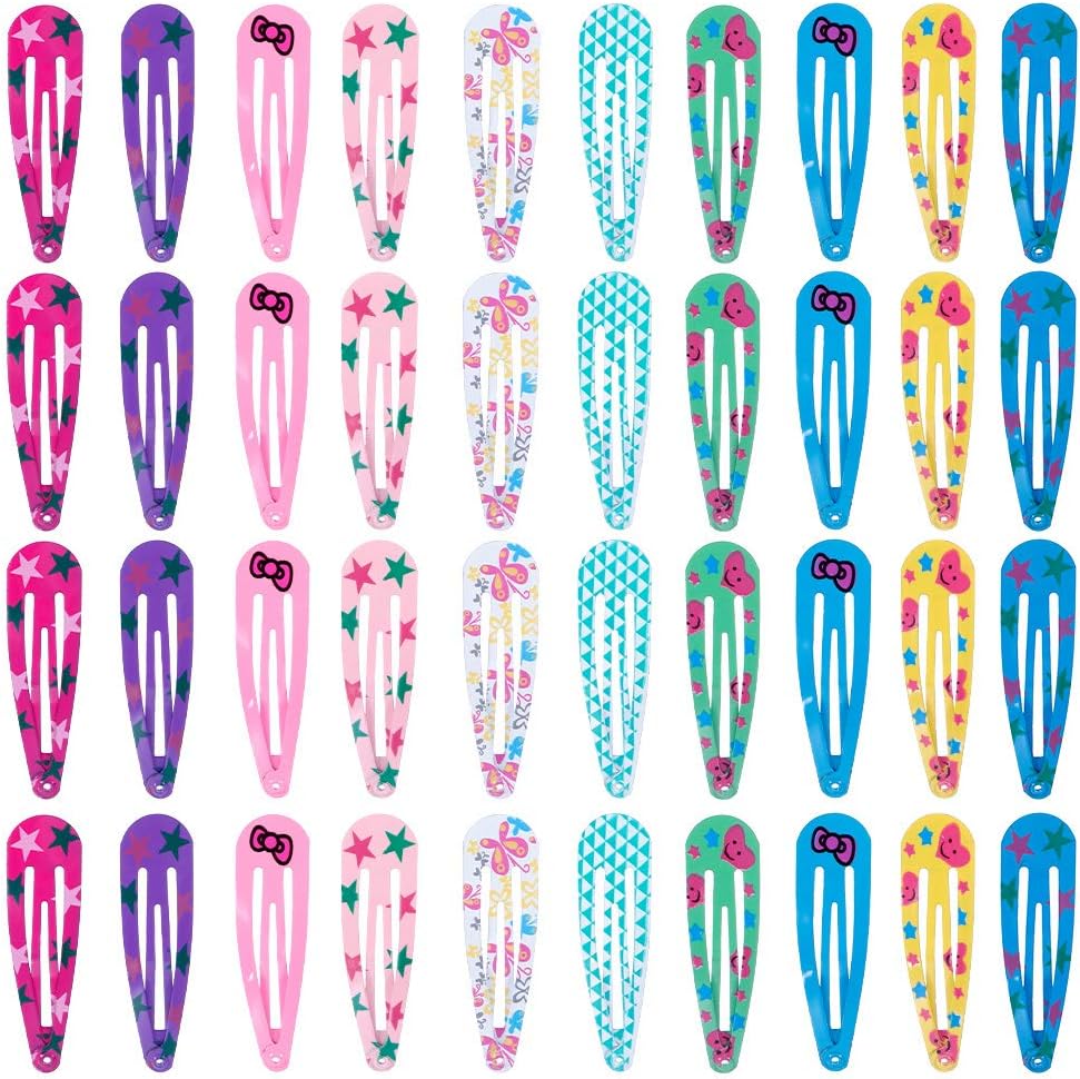 Faburo 40pcs Hair Clips for Little Girls BB Cute Hair Clips Snap Hair Clips Hair Accessories for Girls Kids Thick Hair