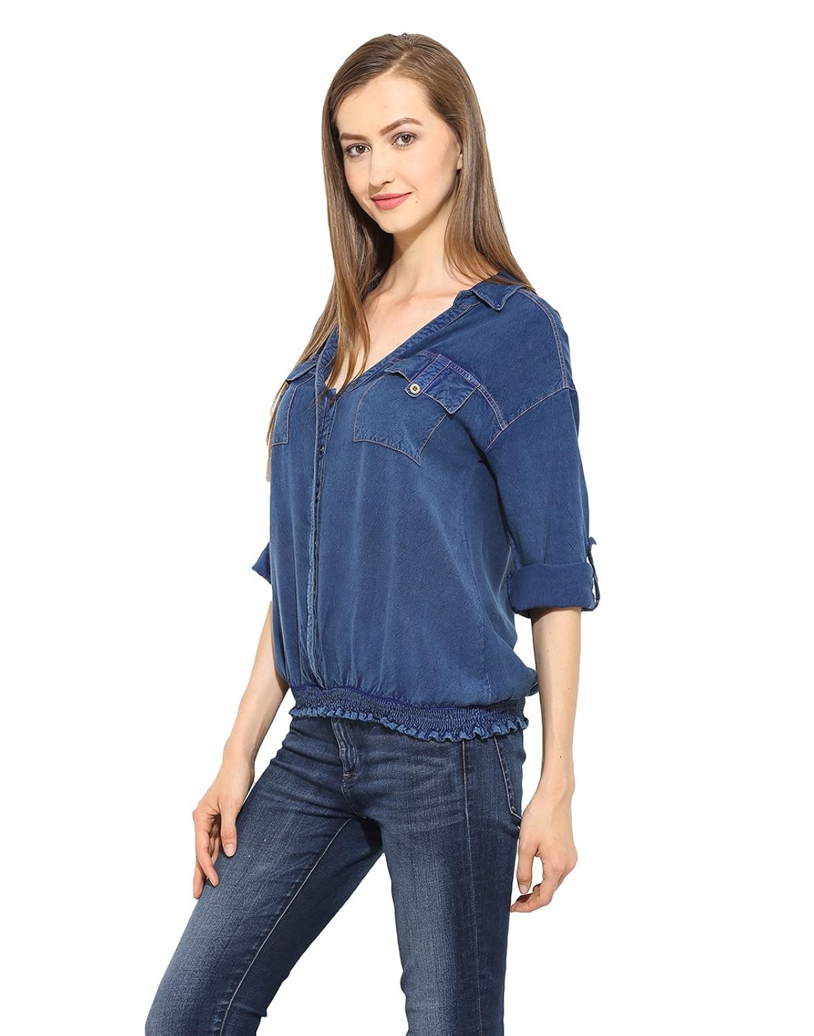 free & young thread detailing washed top