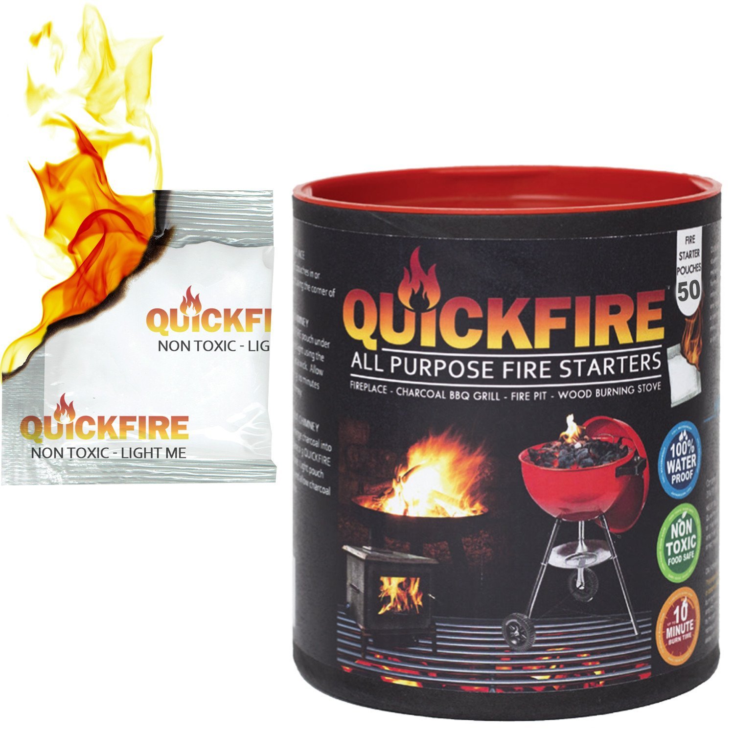 Instant QuickFire Fire Pouches 12 Starter, NonToxic, and Odorless