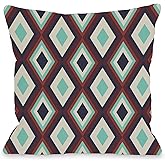 One Bella Casa Neil Diamond Throw Pillow Cover by OBC, 16"x 16", Navy/Red/Turquoise