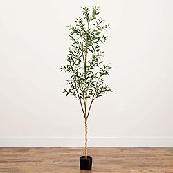 Nearly Natural 6FT Tall Silk Faux Olive Tree for