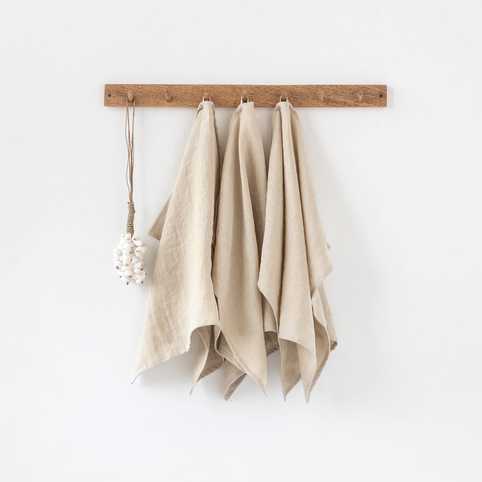 MagicLinen Linen Tea Towel - Linen Kitchen and Dish Towel - Linen Cloth - Hand Towel - Set of 3 - Natural Colour
