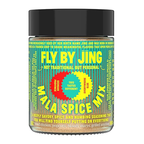 FLYBYJING MALA SPICE MIX, SPICY TINGLY WARM, VERSATILE AS A SEASONING, MARINADE, SPICE RUB AND MORE, ALL-NATURAL VEGAN GLUTEN FREE, UNIQUE BLEND OF SICHUAN PEPPER, SALT, SUGAR, SPICES 3.5OZ (PACK OF 1)