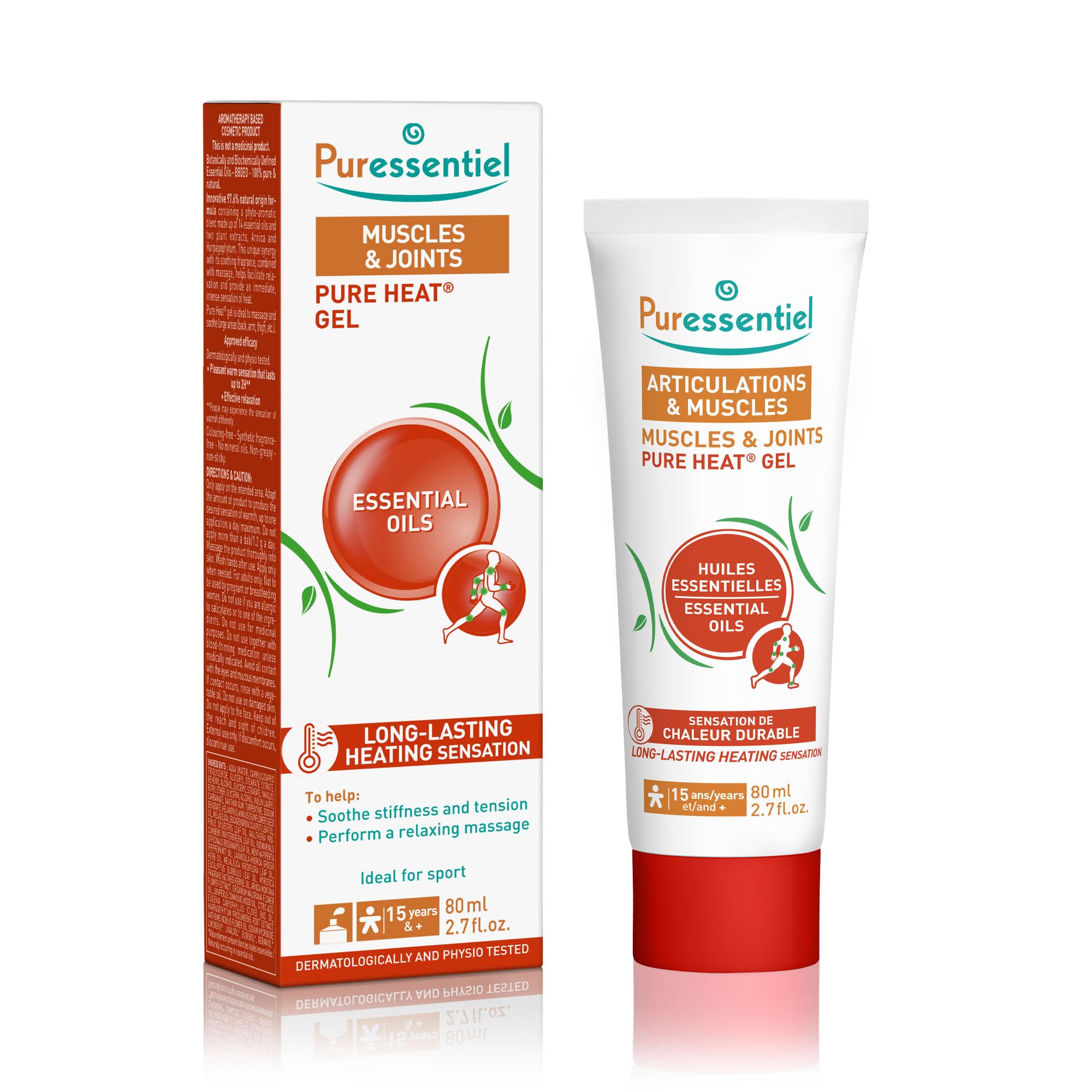 Puressentiel - Pure Heat - Gel for Joints and Muscles with 14 Essential Oils & Plant extracts of Arnica and Harpagophytum for Natural Warming Relief - Helps soothe Stiffness and Tension - 80 ml