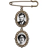 Wedding Boutonniere Bronze Gold Oval Double Cascading Bouquet Charm Pin Photo Charm Mother of the Bride Groom with Photo Resizing Software