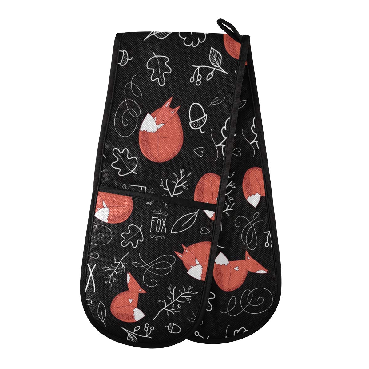 ZZXXB Sleeping Fox Double Oven Mitt Heat Resistant Non-Slip Kitchen Gloves Extra Long 7" x 35" for Cooking Baking Barbecue Grilling โ image 1