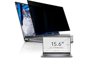 IPROKKO Laptop Privacy Screen 15.6 Inch for Hp/Dell/Asus/Acer/Samsung/Lenovo/HUAWEI, Removable 16:9 Aspect Privacy Filter, Anti Glare Blue Light Laptop 15 in Black Spy Security Shield