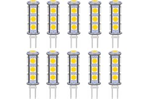 GRV G4 13-5050 SMD 2W G4 LED Bulb 12V DC Bi-Pin Base LED Bulb Super Bright 3000K Warm White,Interior Light Bulbs for RV,Boat Light,Cabinet Lights Landscape Lighting,Pack of 10