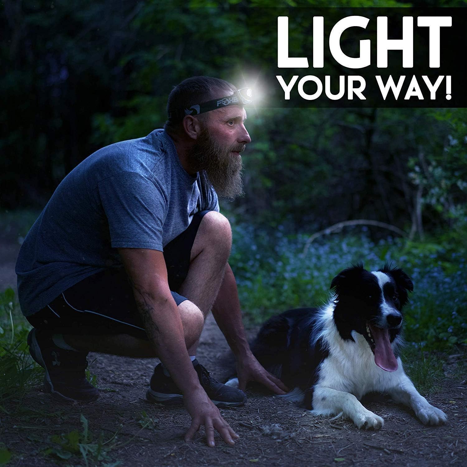 Foxelli Headlamp Flashlight - 165 Lumen, 3 x AAA Batteries Operated, Bright White Cree Led + Red Light, Perfect for Runners, Lightweight, Waterproof, Adjustable Headband, 3 AAA Batteries Included: Sports & Outdoors