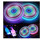 Led Cup Holder Lights for Car,2PCS Led Car Coasters 7 Color-Changing Luminescent Light Cup Pad,Rainbow USB Charging Cup Mat Car Gadgets Decoration Atmosphere Light