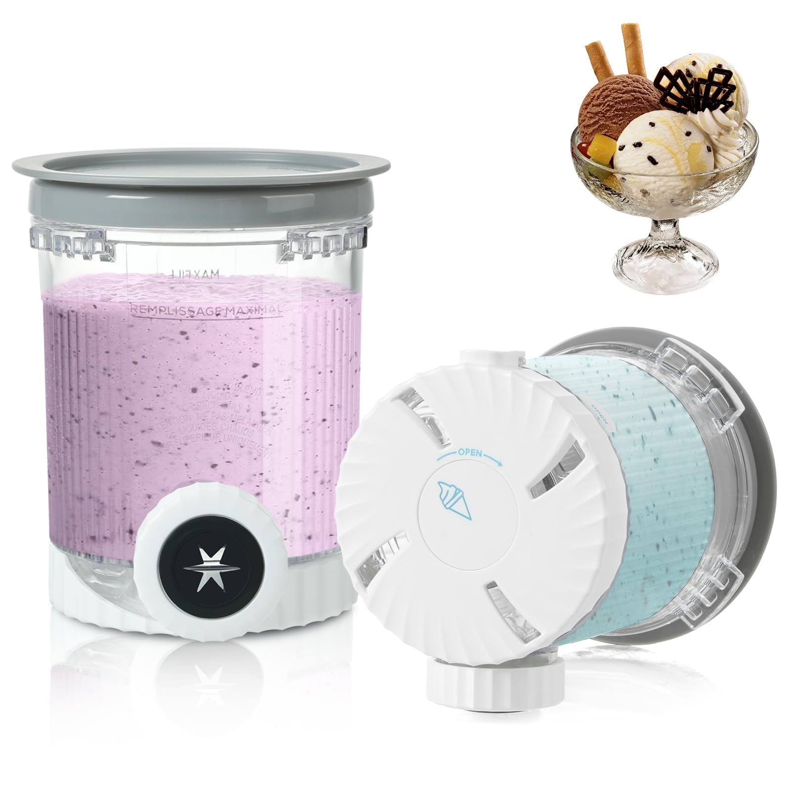 Photo 1 of 2 Pack Pint Containers Replacement for Ninja Swirl Ice Cream & Soft Serve Makers, Swirl Pints and Lids Compatible with NC700 NC701 Series, BPA-Free & Dishwasher Safe,Replacement XSK7PNTLD2