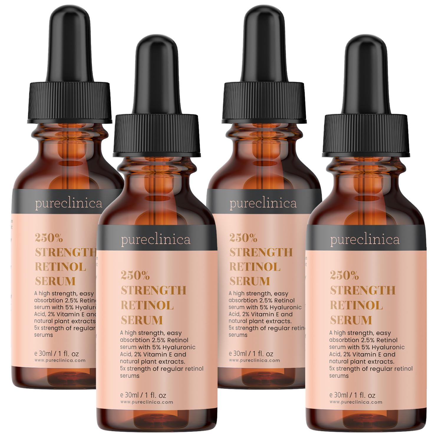 250% Strength Retinol Serum (2.5%) (with 5% HA and 2% Vitamin E) – 30ml / 1 fl oz (4 bottles)…