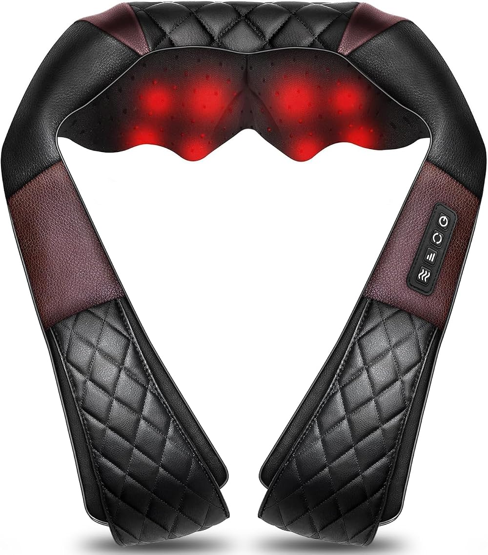 WOQQW Shiatsu Back Neck Massager with Heat 4D Kneading for Pain Relief