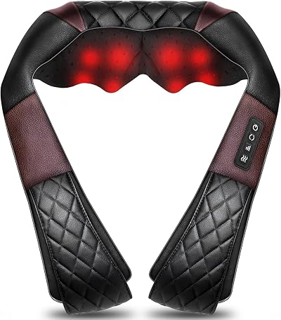 WOQQW Shiatsu Back Neck Massager with Heat 4D Kneading for Pain Relief