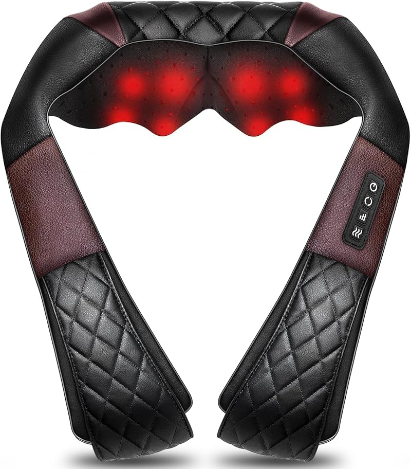WOQQW Shiatsu Back Neck Massager with Heat 4D Kneading for Pain Relief