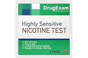 3 Pack - DrugExam Made in USA, Nicotine Tobacco Cotinine Urine Test Strip Kit - Urine Dip Strip Testing Cotinine from Smoking and Vaping Detection up to 10 Days. Accurate Results in 5 Minutes
