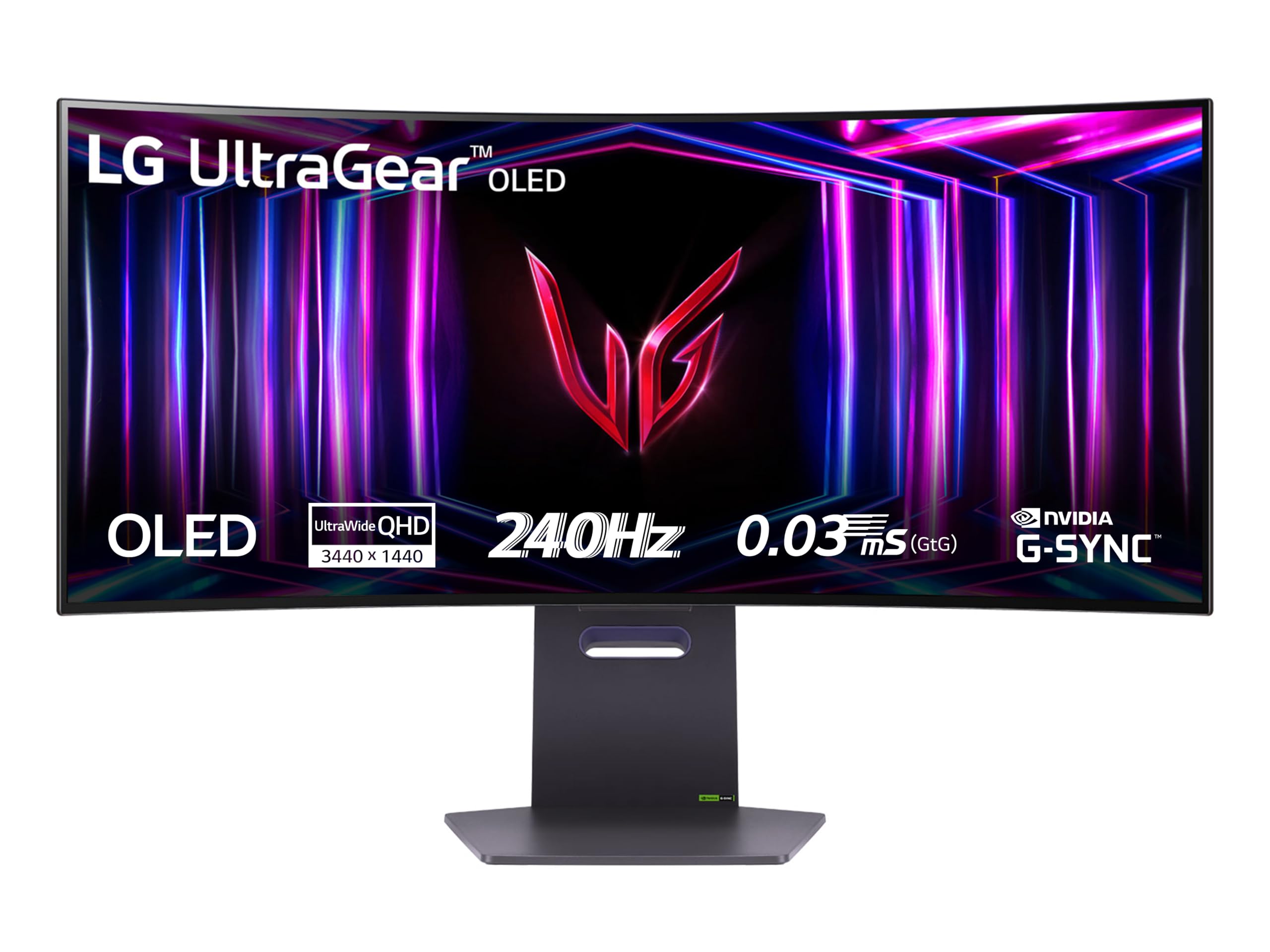 LG UltraGear OLED 34GS95QE Monitor Gaming 34", 21:9 Curvo (800R), WQHD (3440x1440), OLED, 240Hz, 0,03ms (GtG), G-Sync, FreeSync Premium Pro, HDR 400 True Black, HDMI 2.1, DisplayPort, Nero