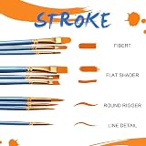 Noorlee 3 Pack Paint Brush Set 30 Nylon Hair 10 Sizes 16.5-19cm for Acrylic Oil view 5