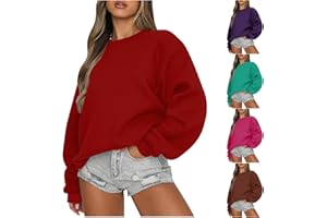 SMIDOW Oversized Crewneck Sweatshirt Women Fall Fashion 2023 Long Sleeve Drop Shoulder Hoodie Sweatshirts Casual Pullover Tops